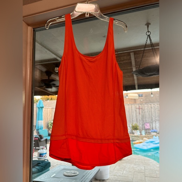 Lululemon RUN:Mod Moves Singlet Sz4 Pizzazz Orange Tank Top Anti Stink-Rare - Picture 2 of 2